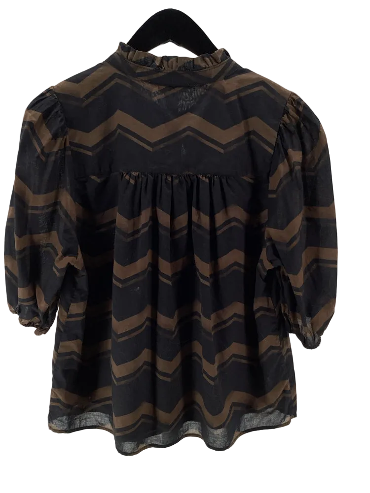 Melissa Nepton Size L Black & Brown Shirt