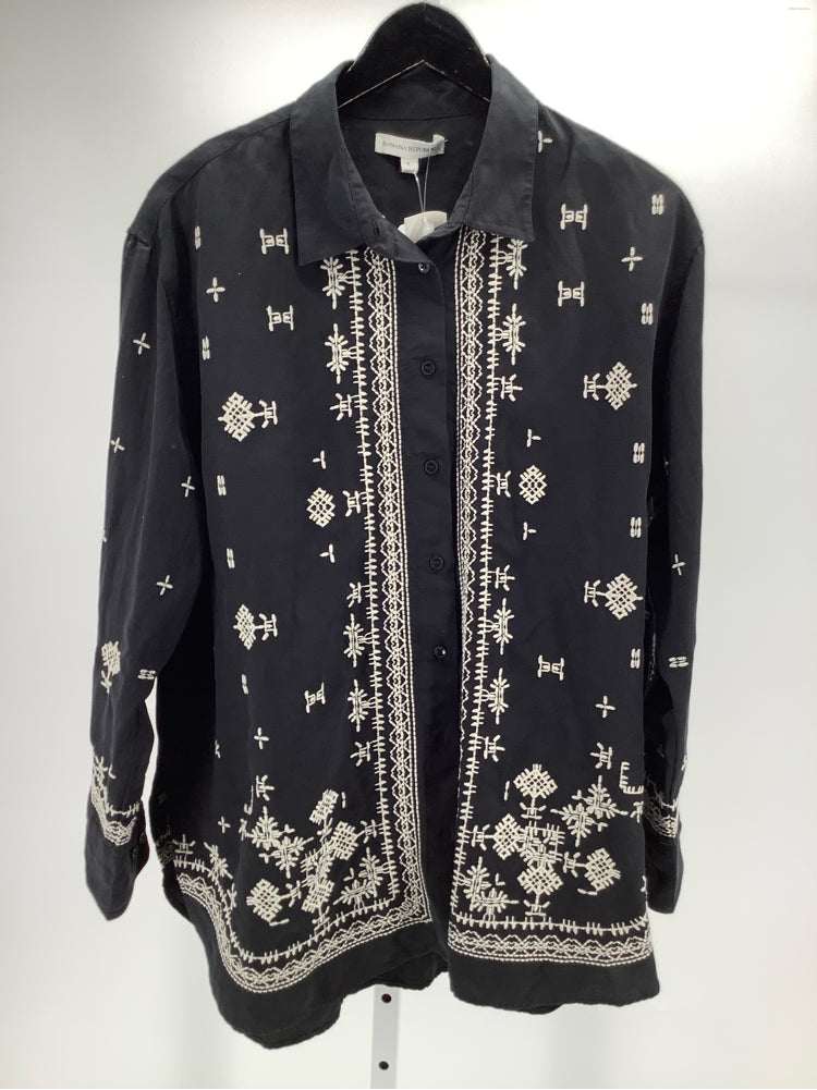 Banana Republic Size L Black & Cream Shirt
