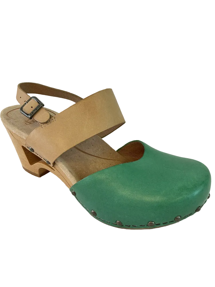 Dansko Shoe Size 6.5/7 Green & Brown Heels