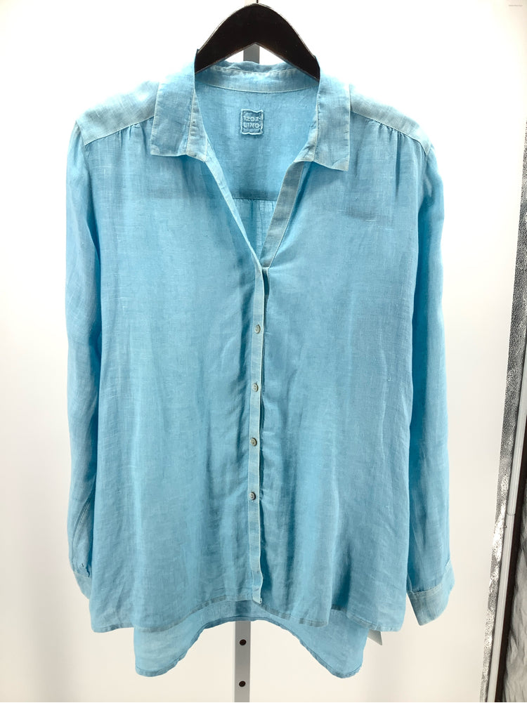 120% Lino Size XL Blue Shirt