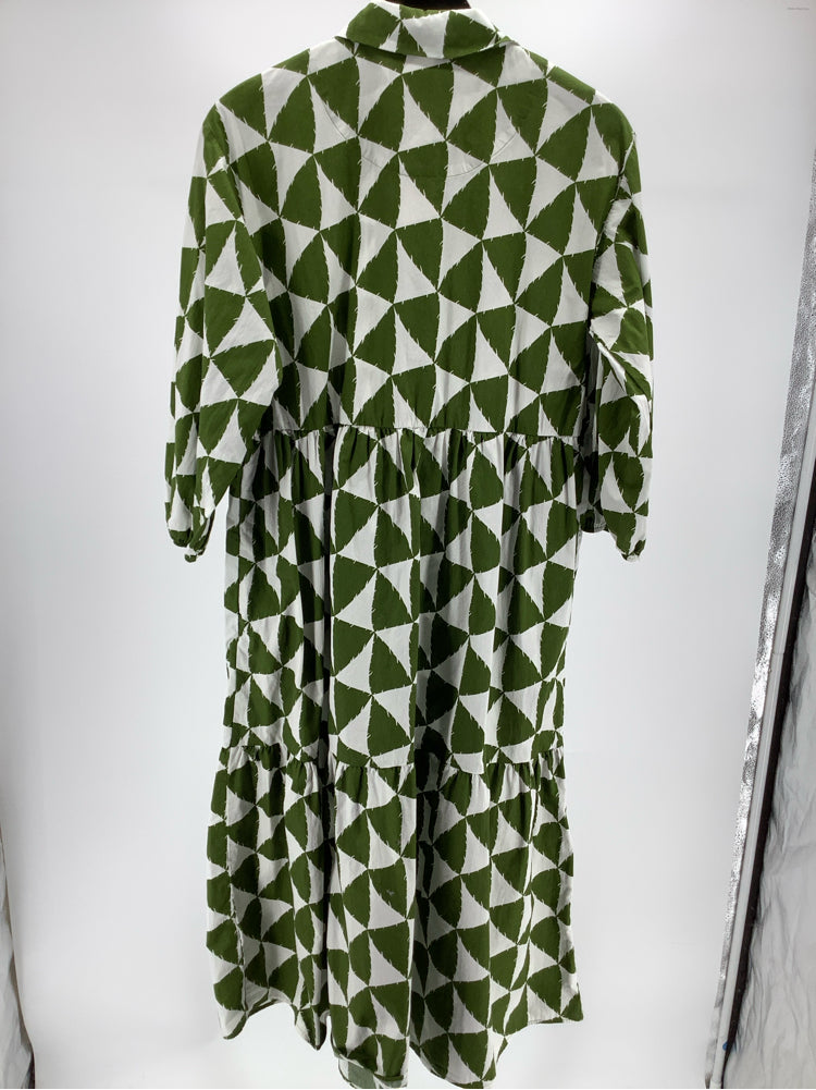Maeve Size M Green & White The Bettina Dress