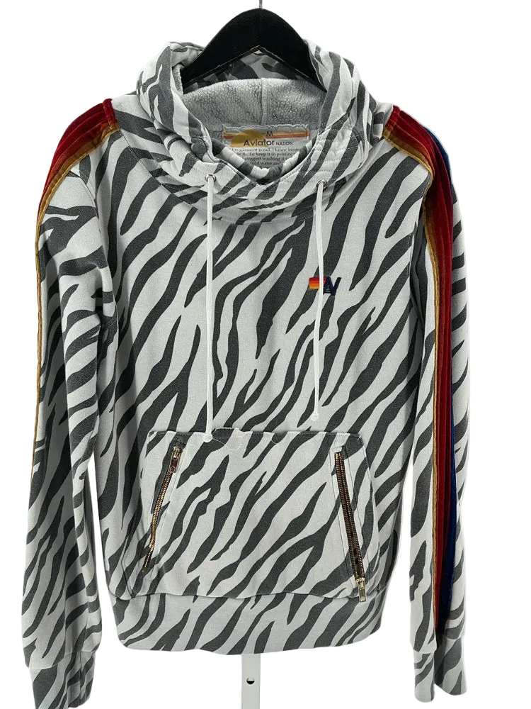 Aviator Nation Size M Gray & White Hoodie
