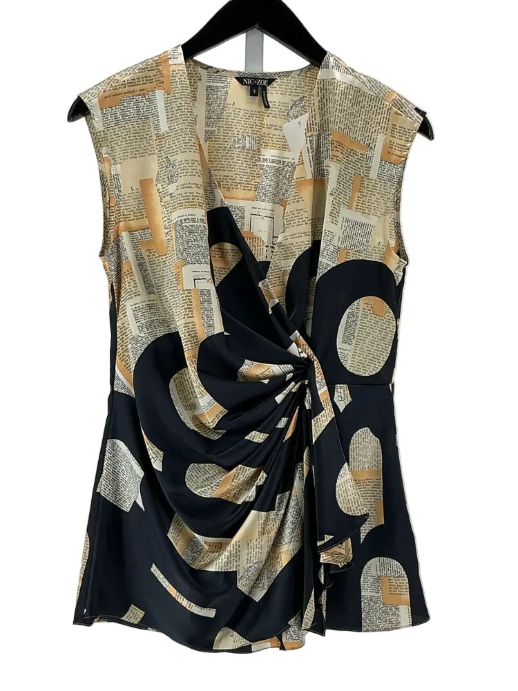 Nic & Zoe Size S Black & Tan Shirt