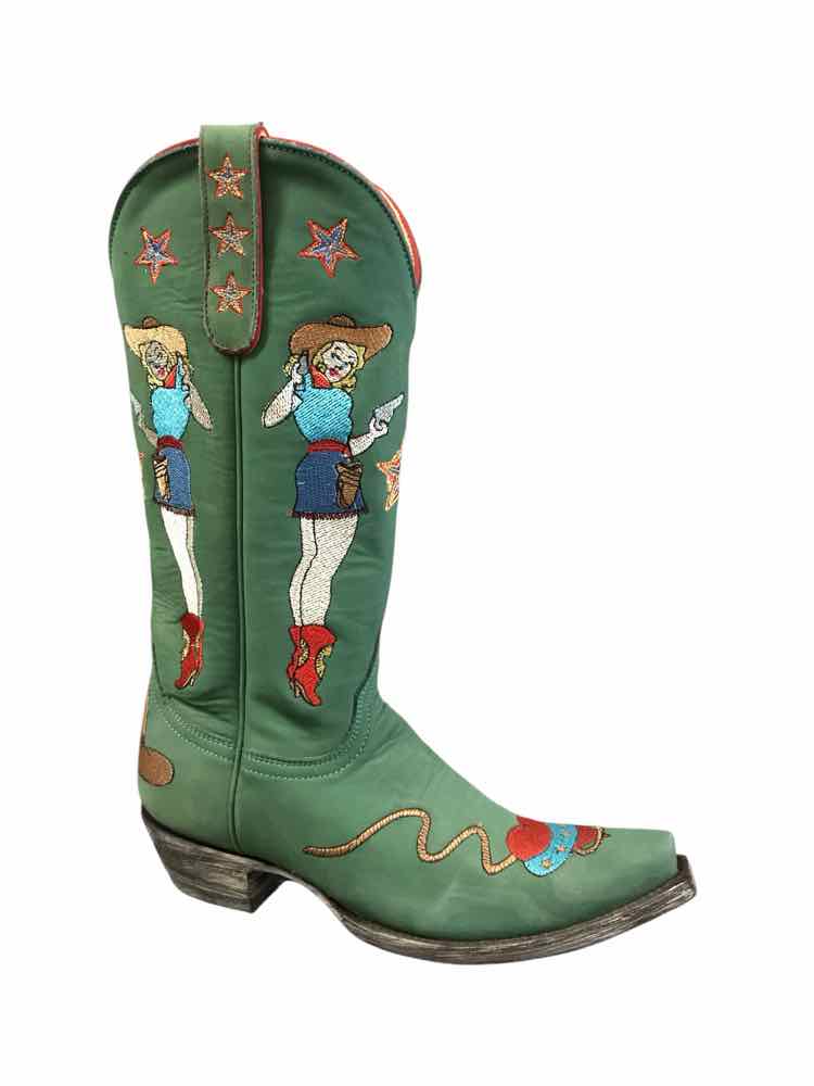 Old Gringo Shoe Size 7 Green multi Cowgirl Guns Boots