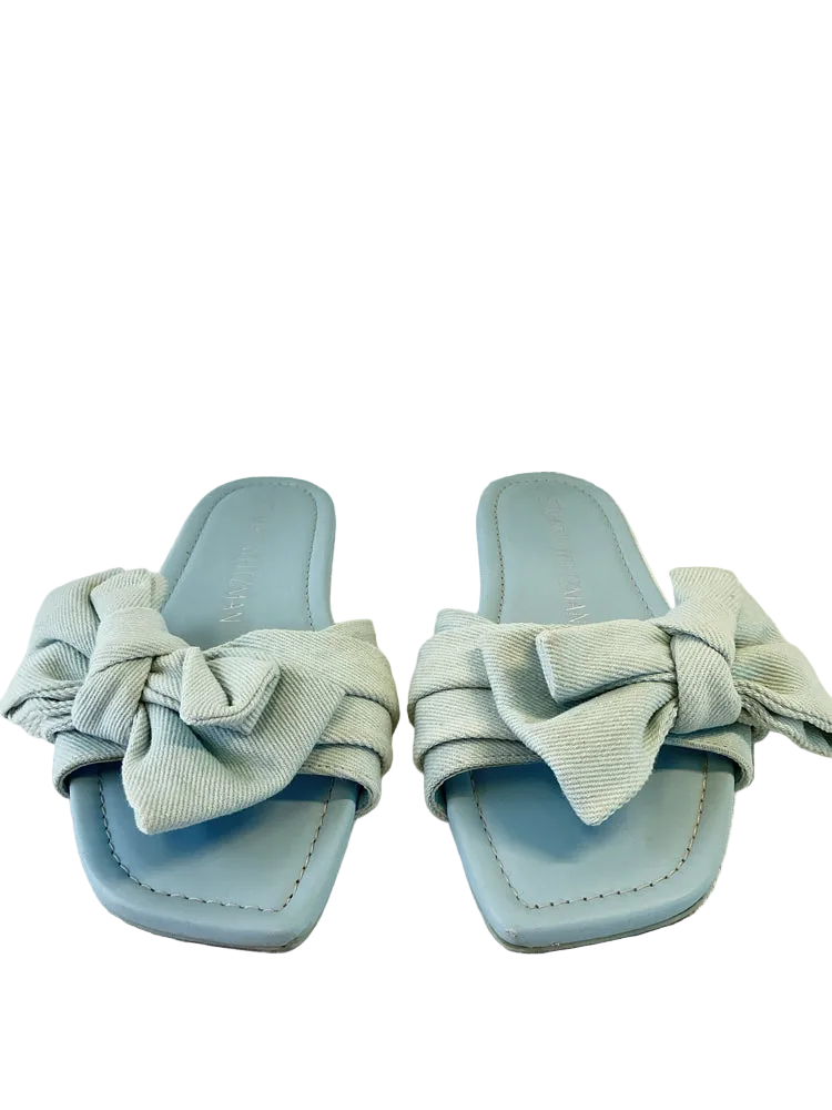 Stuart Weitzman Shoe Size 7.5 Blue LOVEKNOT Slides