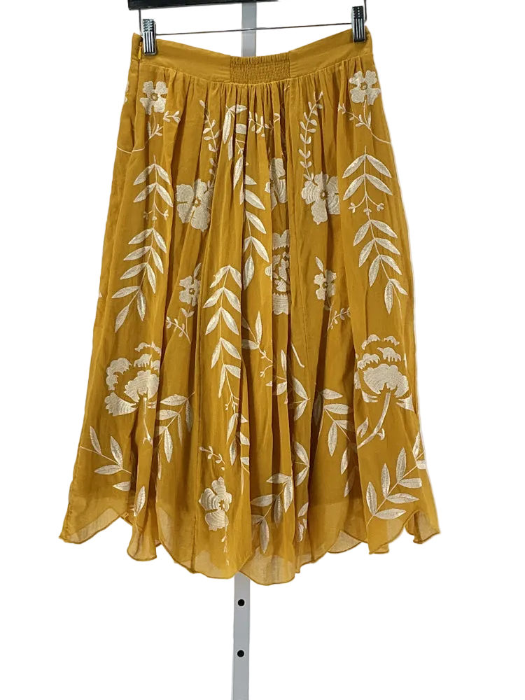 Maeve Size XS Yellow & Cream Skirt