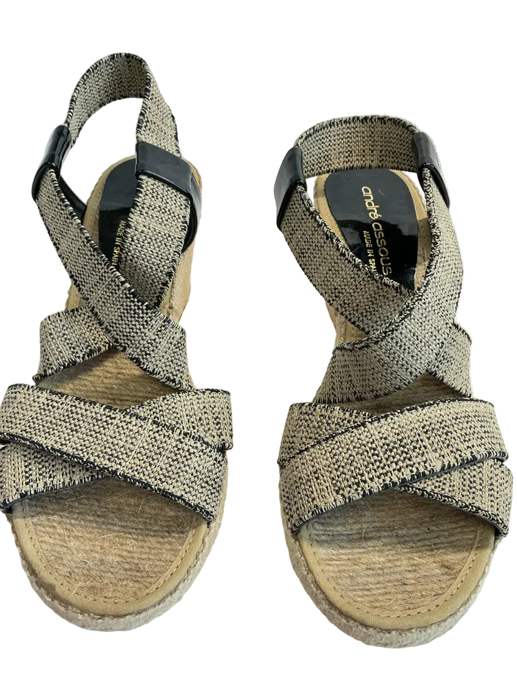 Andre Assous Shoe Size 7 Black & White Wedges