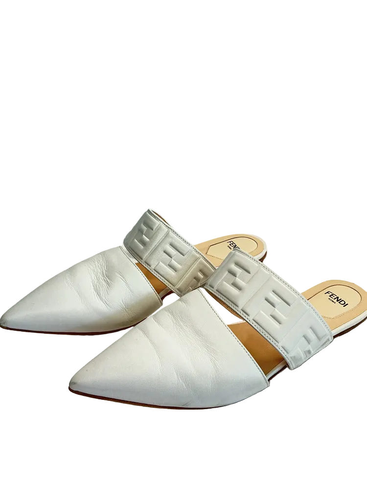 Fendi Shoe Size 9 White Mules