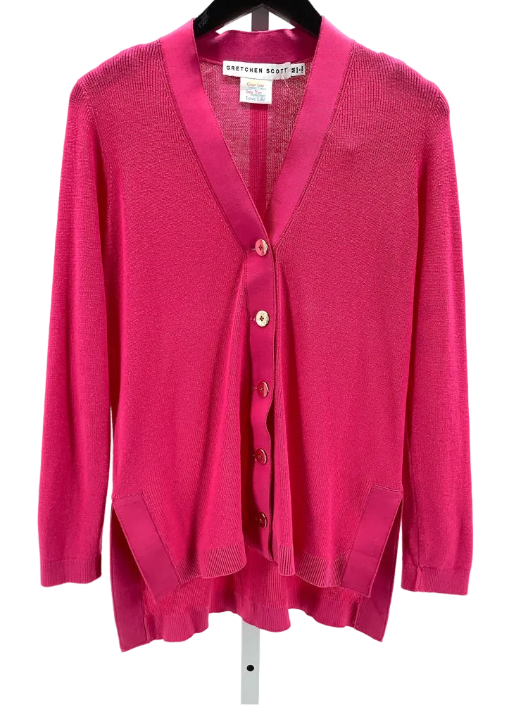 Gretchen Scott Size M Pink Grosgrain Heaven Cardigan