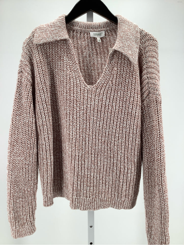 Haven Size M Pink & White Sweater