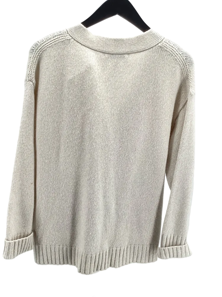 White + Warren Size M Cream Cardigan