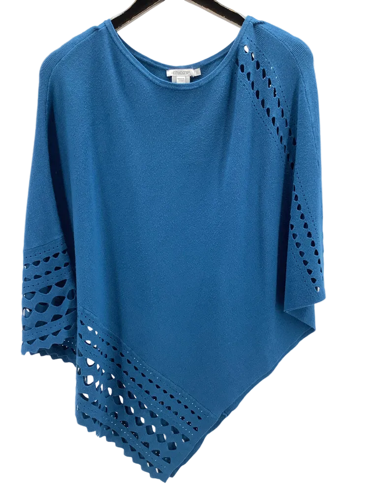Chicos Size L/XL Blue Poncho