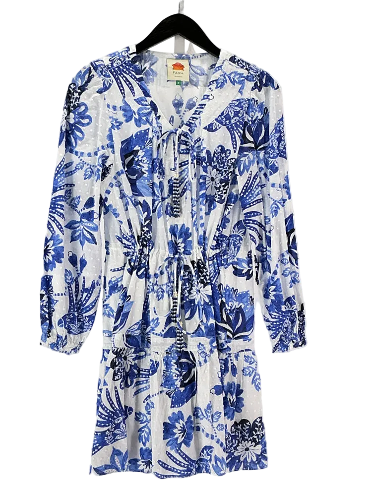 Farm Rio Size M Blue & White Dress