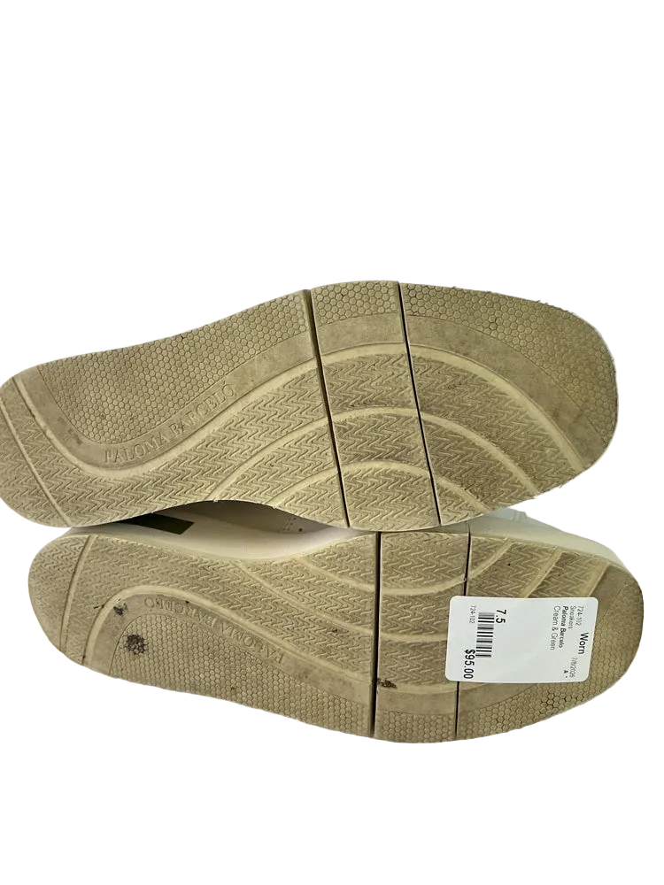 Paloma Barcelo Shoe Size 7.5 Cream & Green Sneakers
