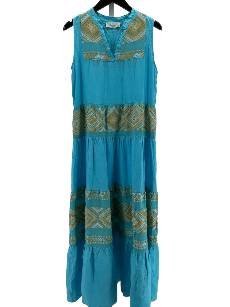 Haris Cotton Size S Blue Multi Dress
