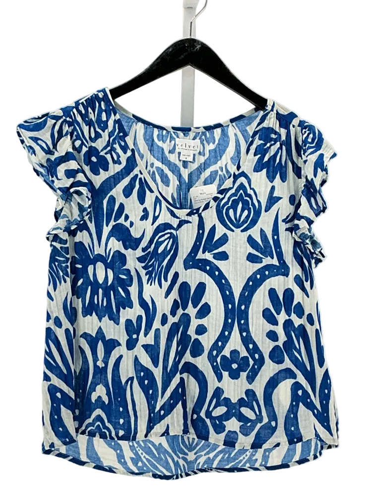Velvet by Graham Spencer Size S Blue & White Shirt