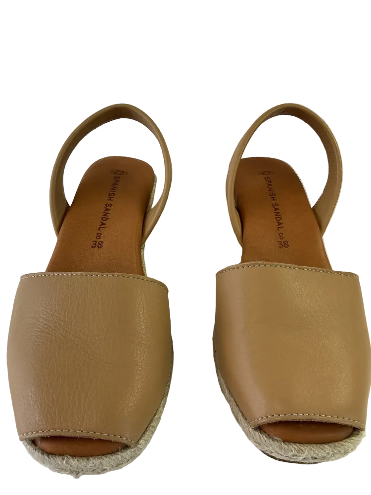 Spanish Sandal Shoe Size 7.5 Tan Wedges