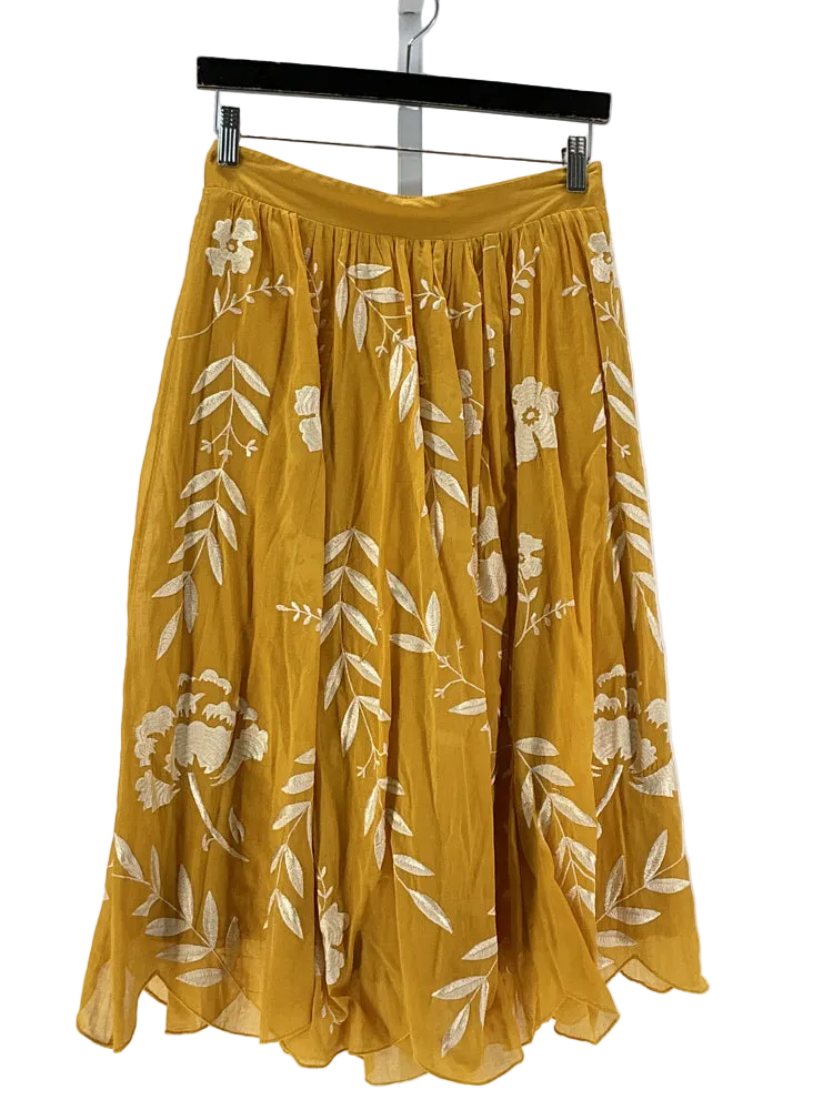 Maeve Size XS Yellow & Cream Skirt