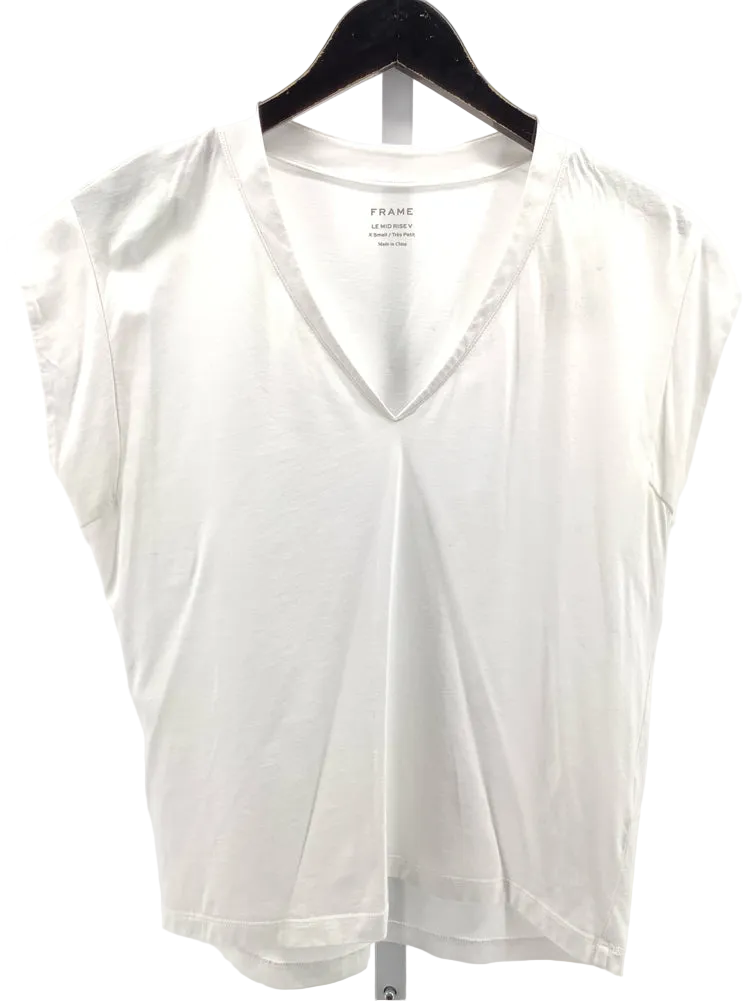Frame Size S White Le Mid Rise V Shirt