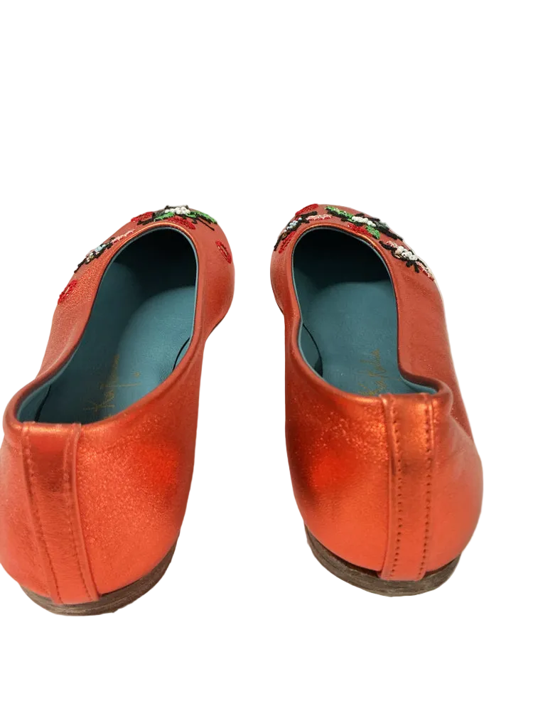 Meher Kakalia Shoe Size 7.5 Orange Multi Flats