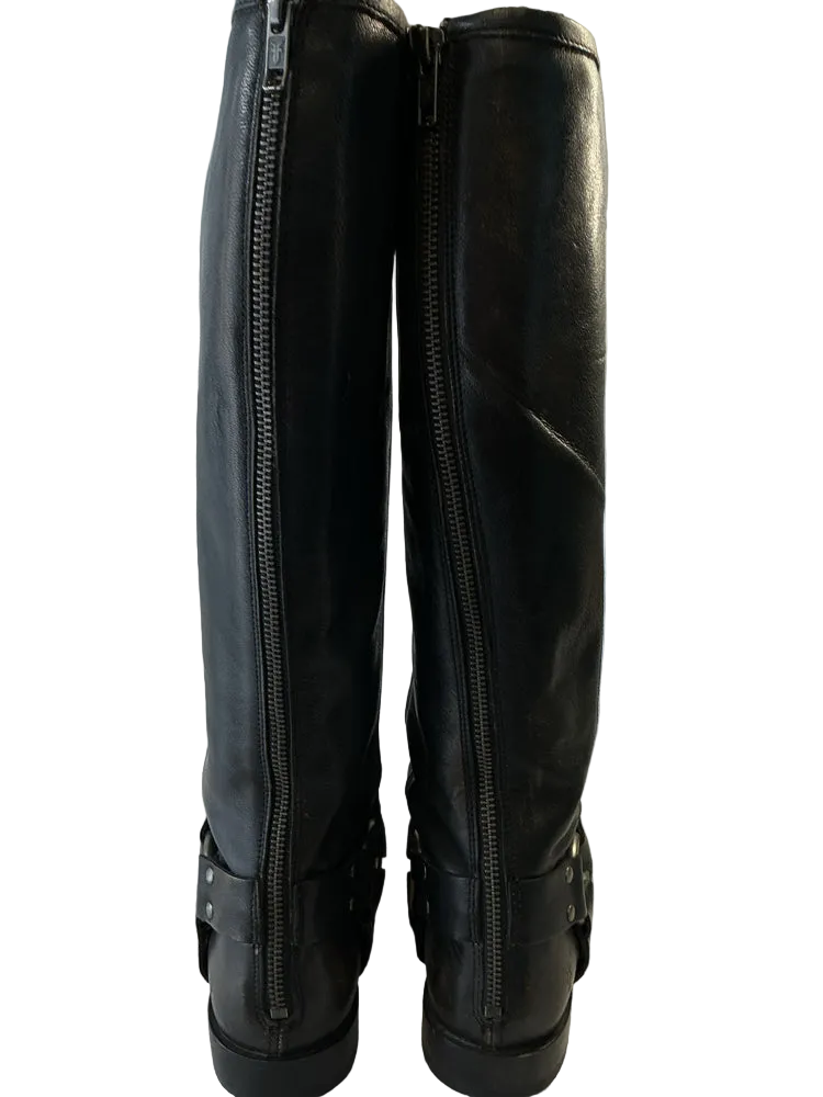 Frye Shoe Size 8 Black Phillip Harness Boots