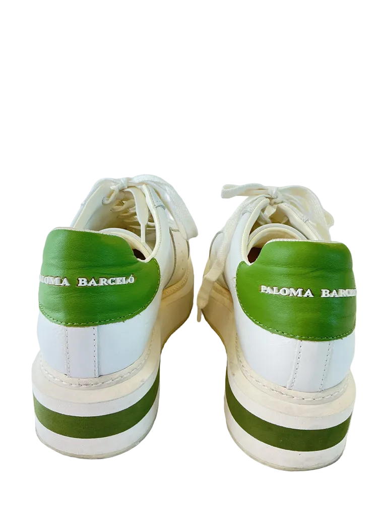 Paloma Barcelo Shoe Size 7.5 White & Green Sneakers