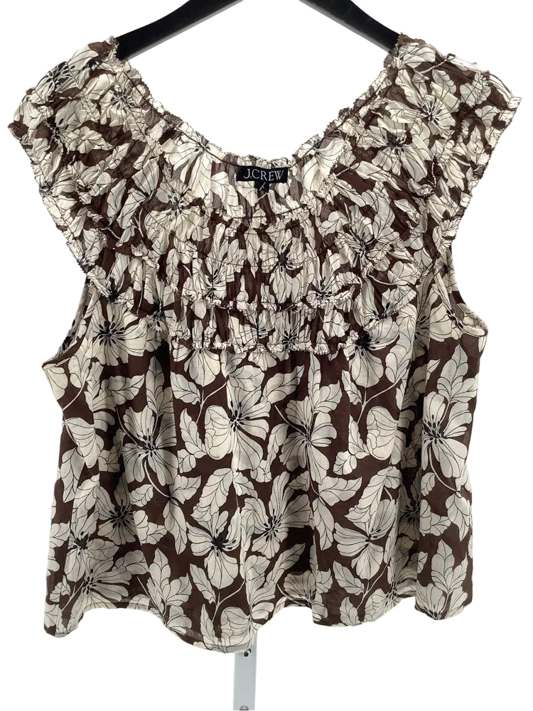 Jcrew Size L Brown & Tan Rosalie Shirt