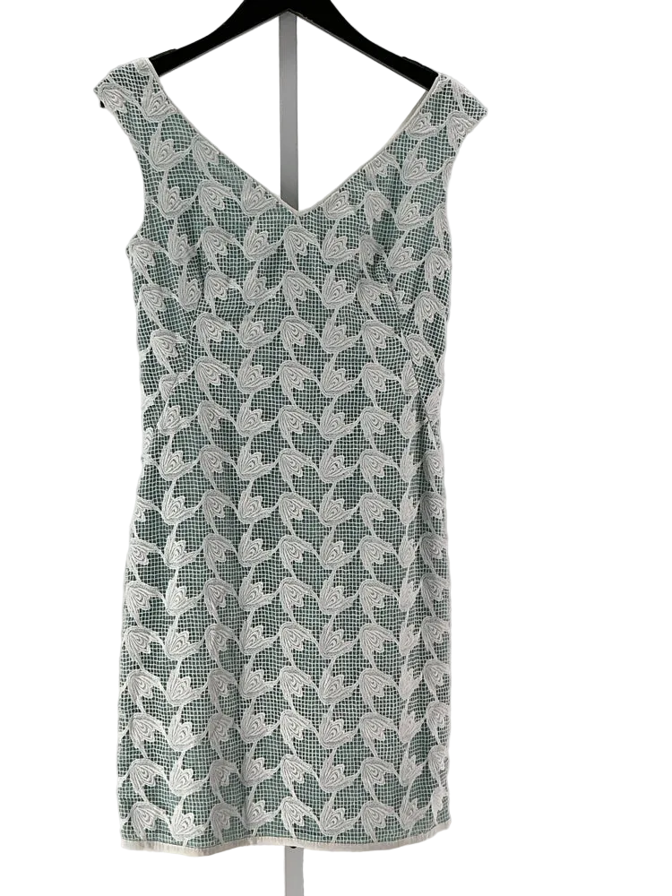 Tory Burch Size 6 White & Green Brooklyn Dress