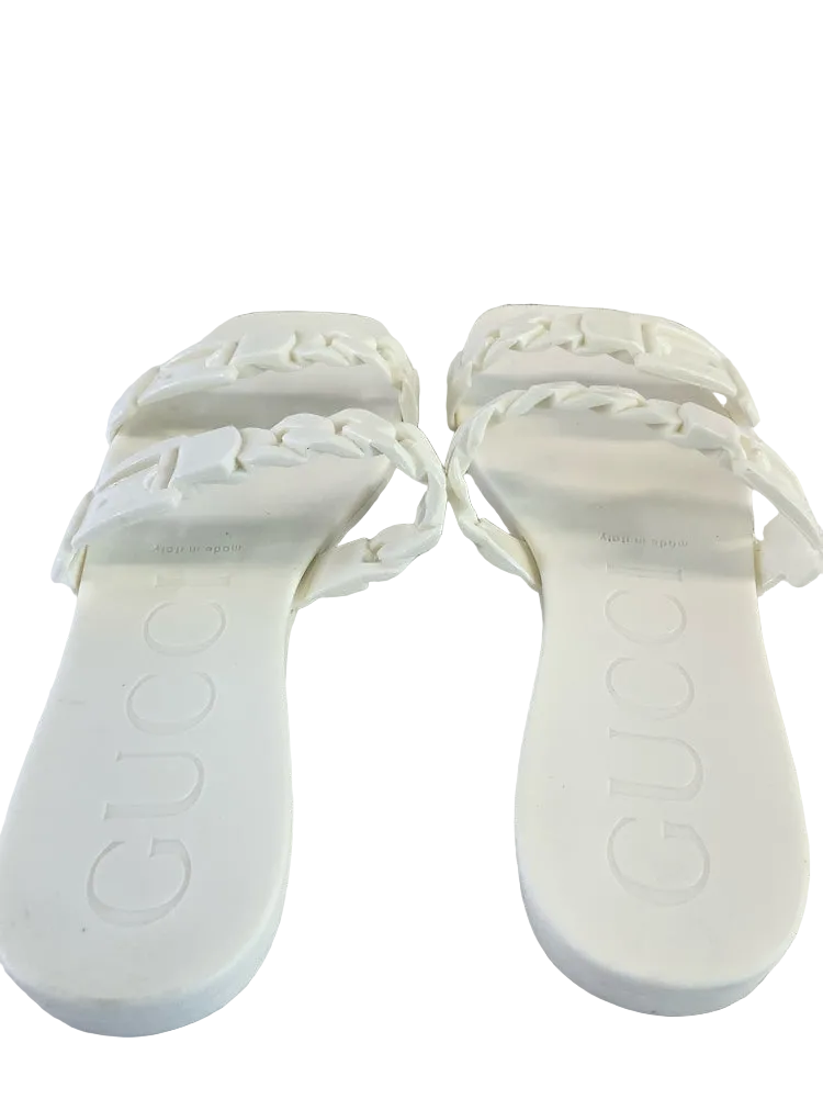 Gucci Shoe Size 6 White Slides