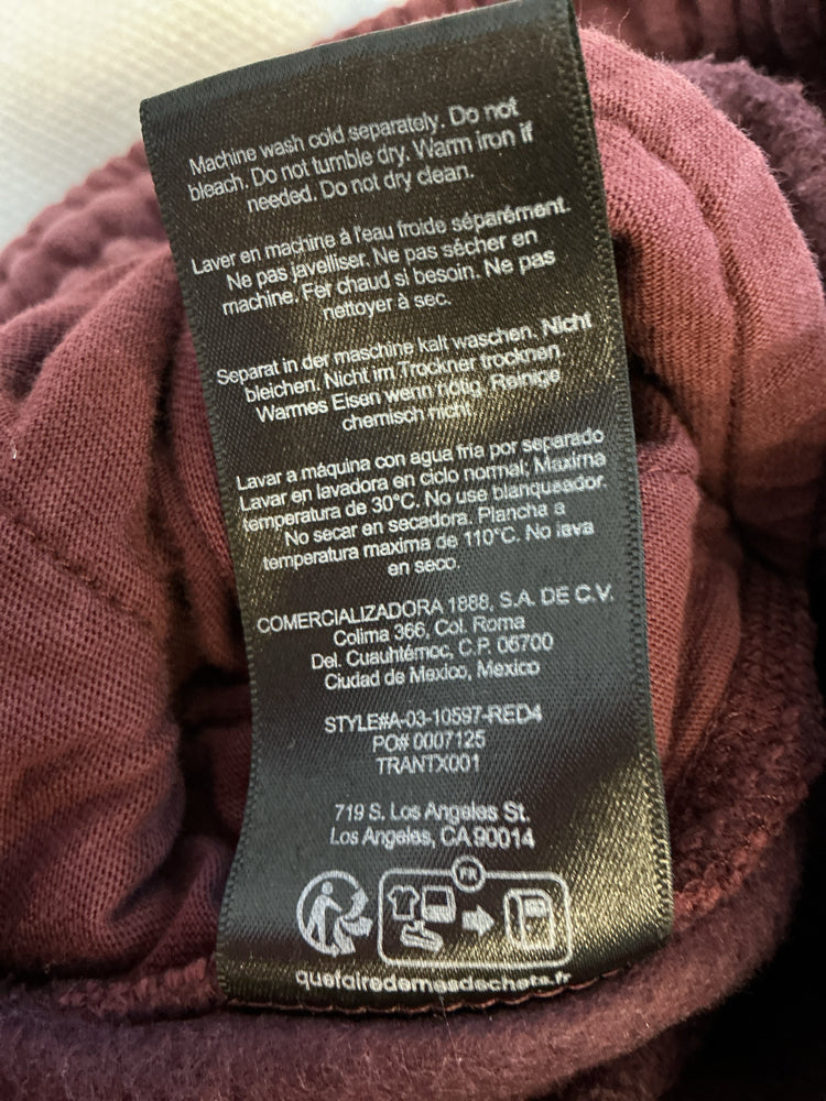 Anine Bing Size M Burgundy Sweatpants