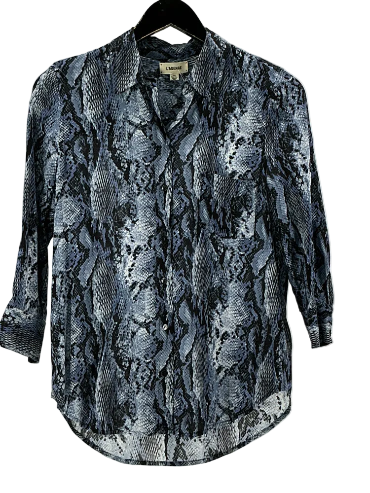 L'Agence Size S Blue & Black Shirt