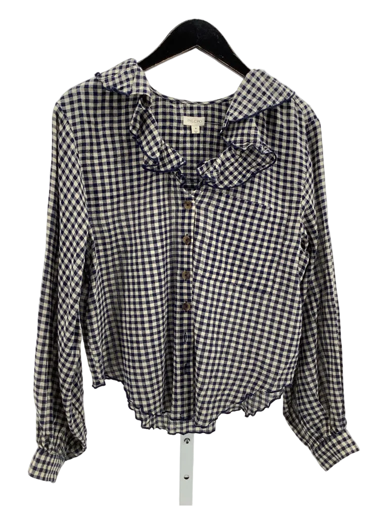 Pilcro Size M Navy & Tan Shirt