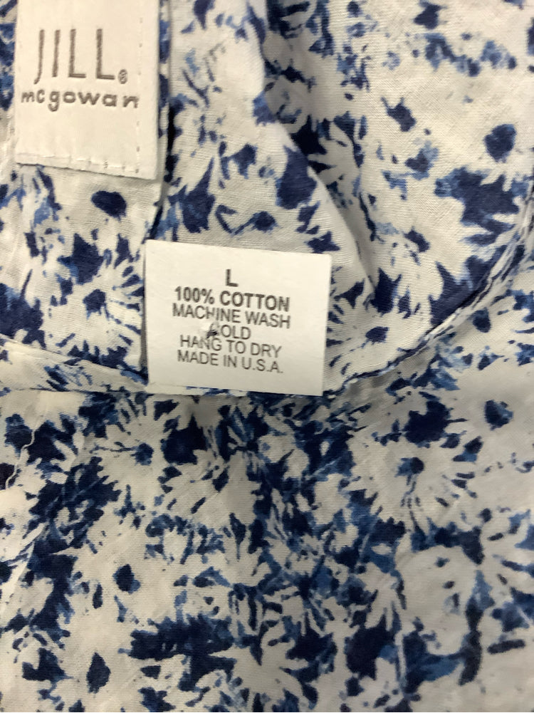 Jill McGowan Size L Blue & White Shirt