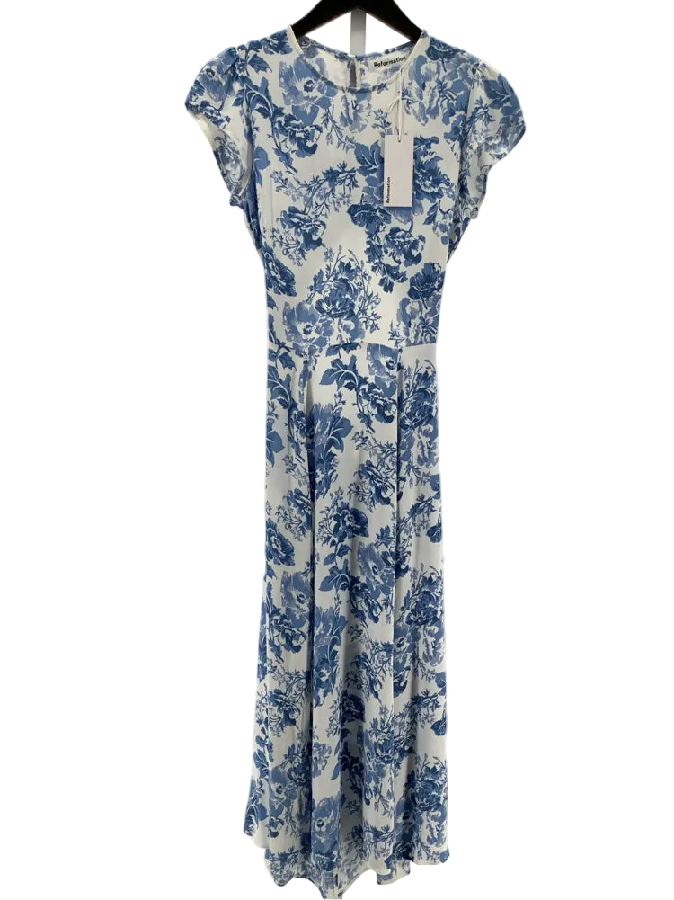 Reformation Size 4 Blue & White Gavin Dress Reformation Size 4 Blue & White Gavin Dress
