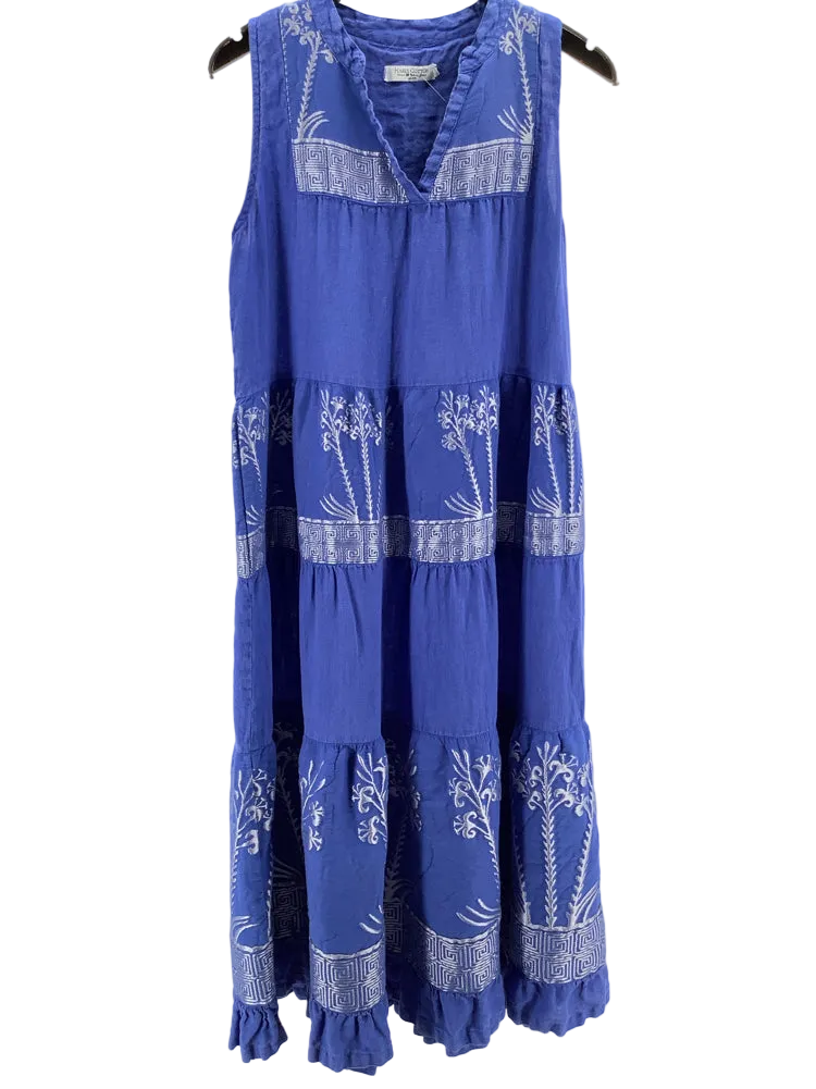 Harris Cotton Size M Blue & White Dress