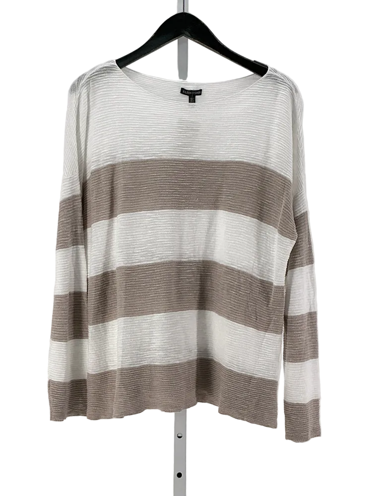 Eileen Fisher Size M White & Tan Sweater