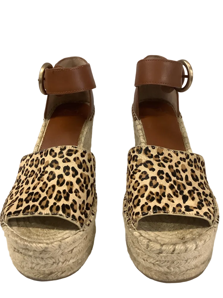 Marc Fisher Shoe Size 8.5 Tan & Brown Alida Wedges