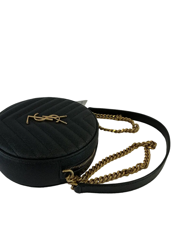 Saint Laurent Black Vinyle Round Camera Bag Handbags