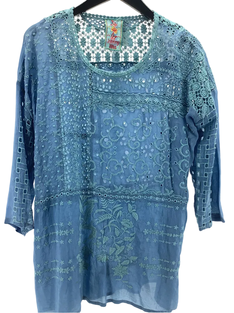 Johnny Was Size M Blue Shirt