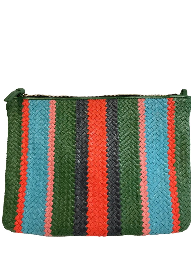 Clare V. Green Print Clutch