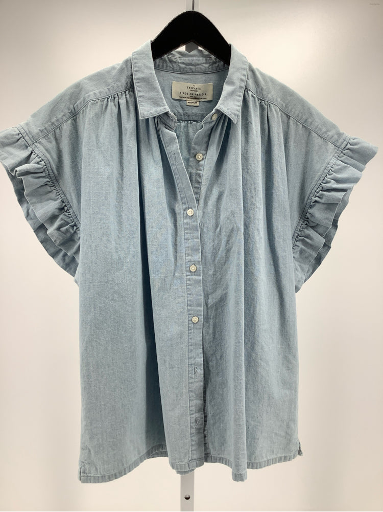 Trovata Birds of Paradis Size M Blue Marianne Shirt