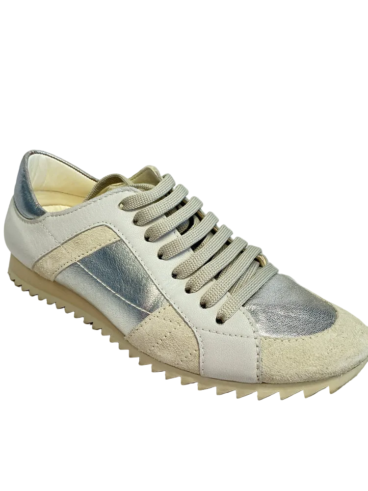 pedro garcia Shoe Size 5.5 Silver & White Carolina Sneakers