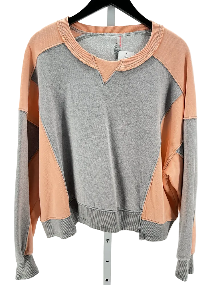 Free People Size L Orange & Gray Sweatshirt