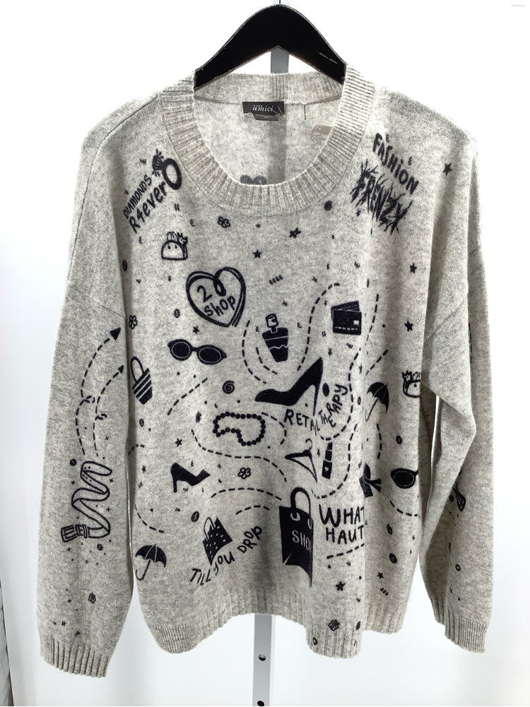 Pure Amici Size XL Gray & Black Sweater