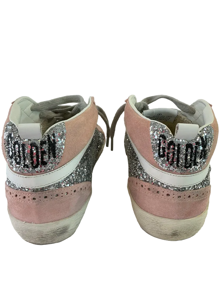 Golden Goose Shoe Size 9 Pink & Silver Mid Star Sneakers