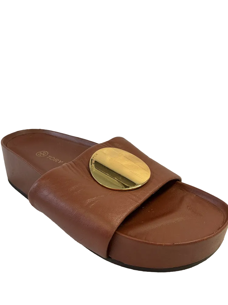 Tory Burch Shoe Size 6.5 Brown Patos Slides