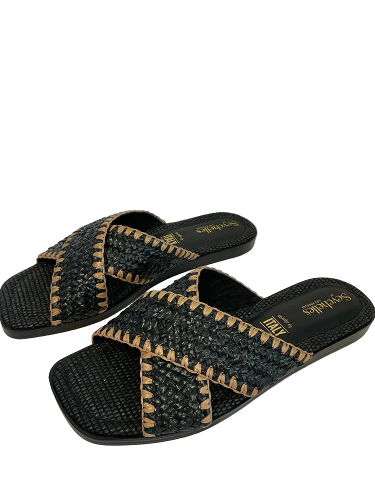 Seychelles Shoe Size 7 Black & Tan Pomelo Slides