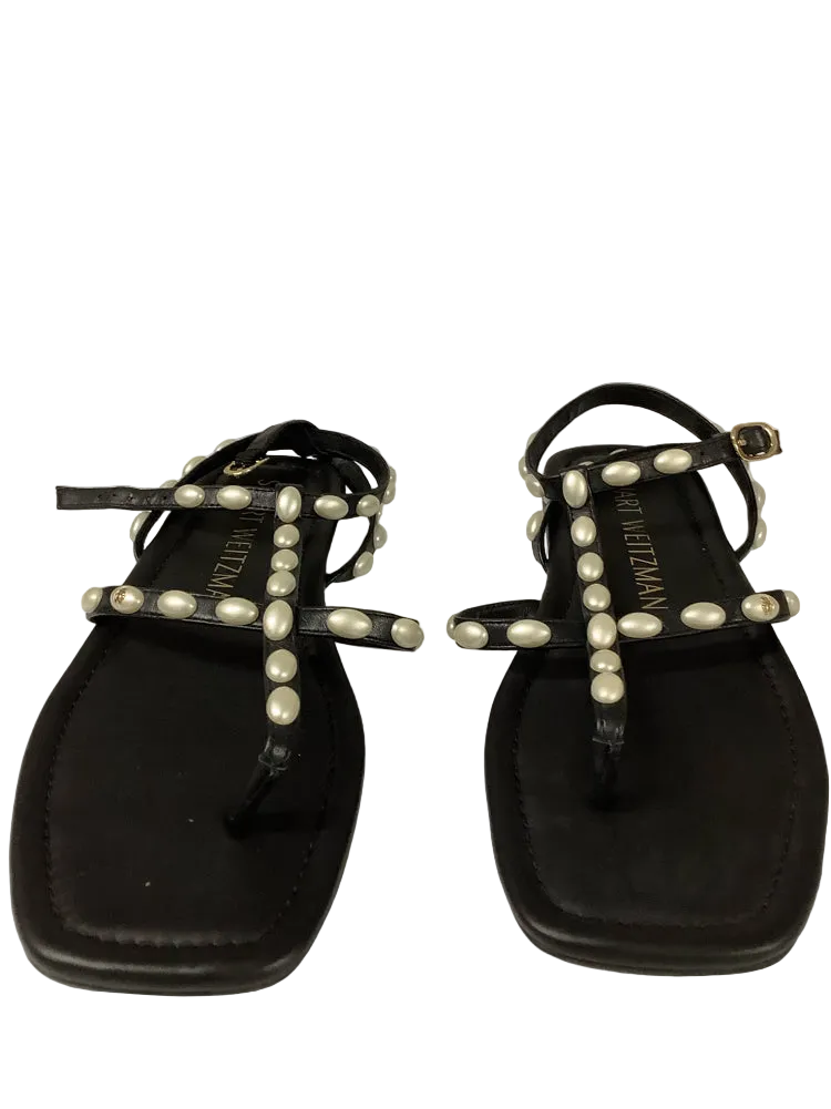 Stuart Weitzman Shoe Size 7.5 Black & White Pearlita Sandals