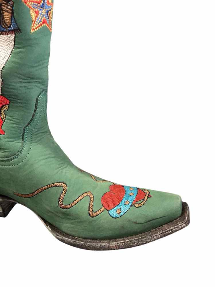 Old Gringo Shoe Size 7 Green multi Cowgirl Guns Boots