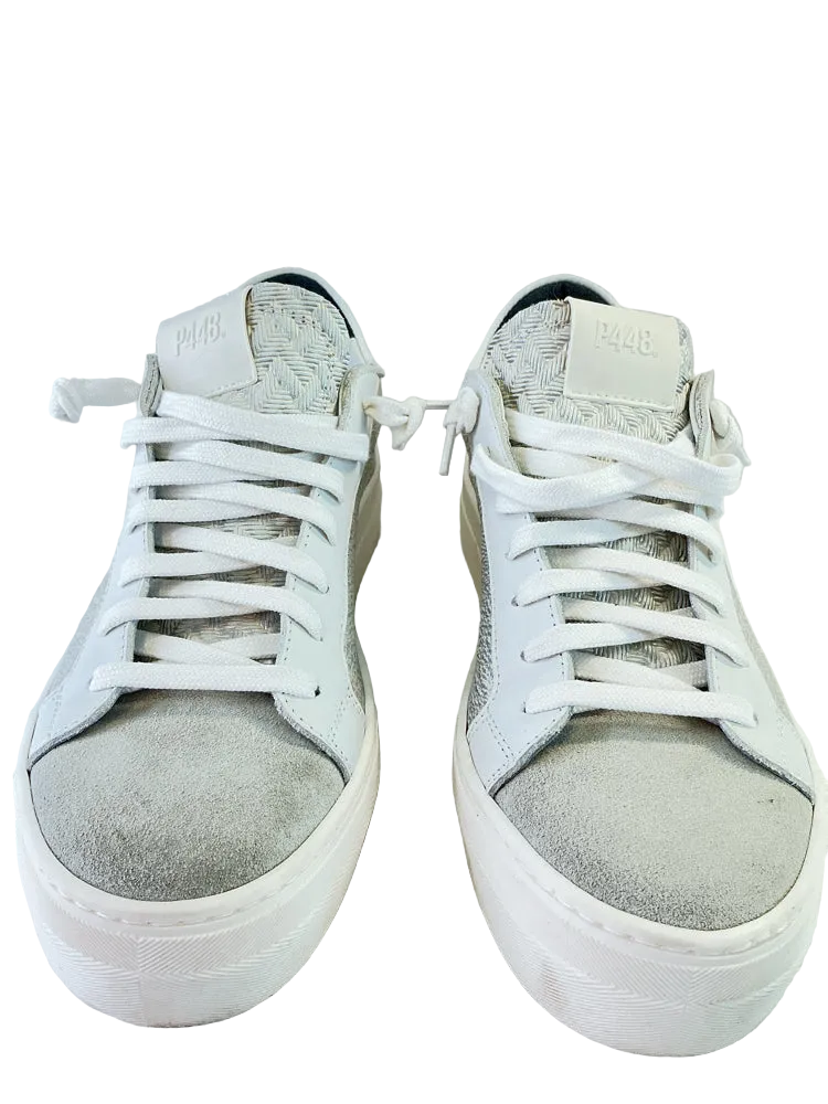 P448 Shoe Size 9 Silver & White Sneakers